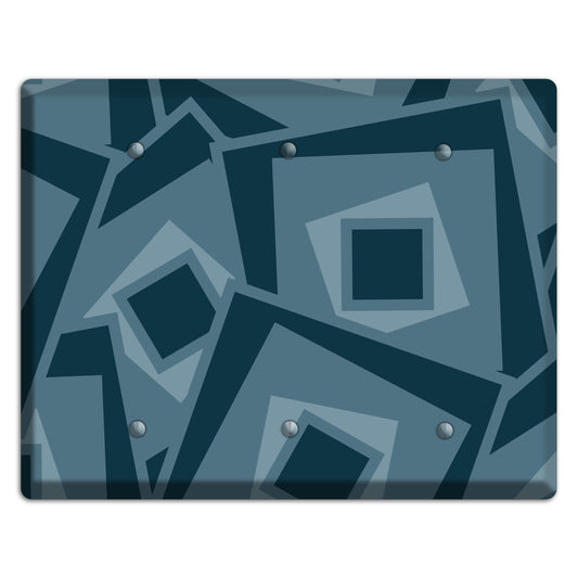 Blue-grey Retro Cubist 3 Blank Wallplate