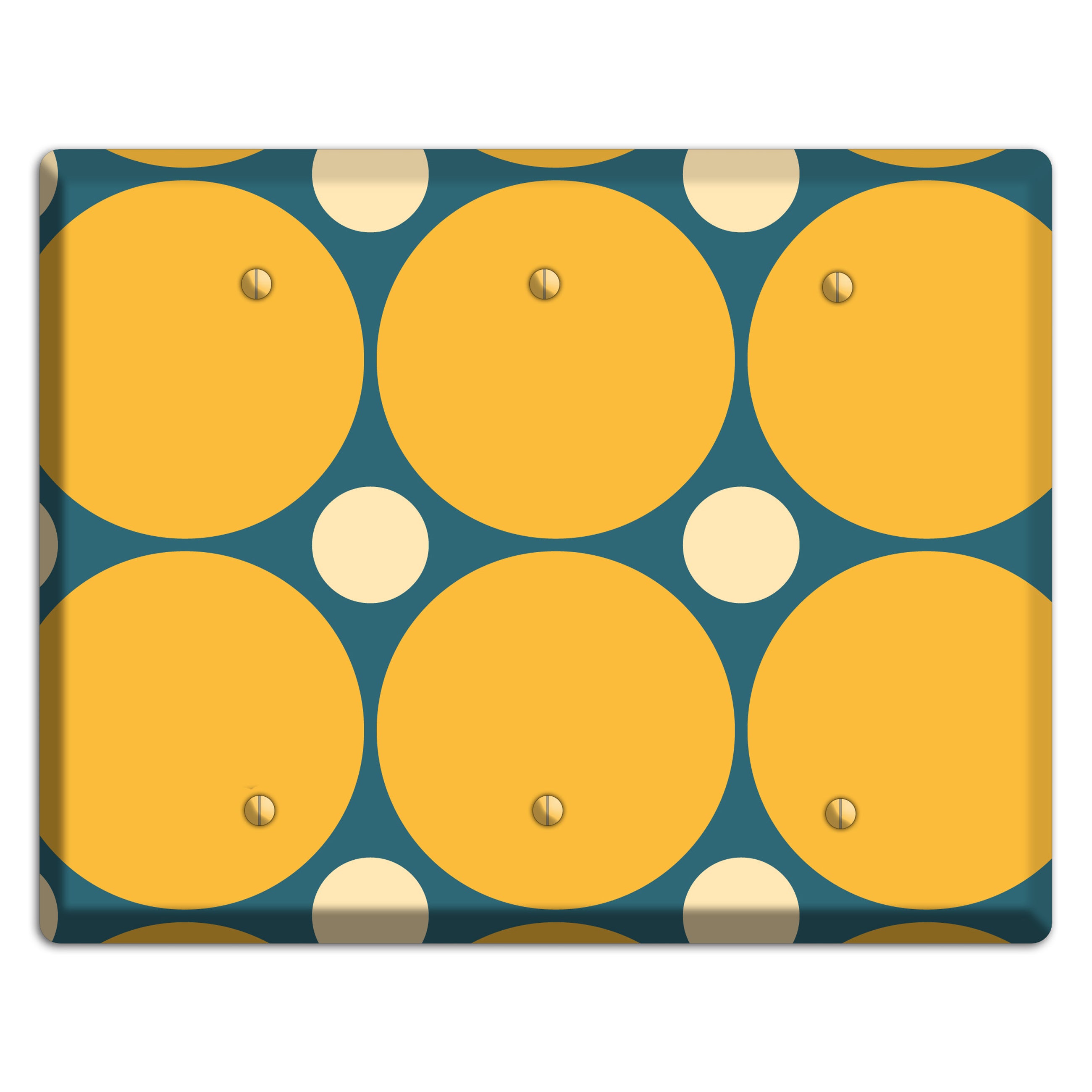 Jade with Mustard and Beige Multi Tiled Large Dots 3 Blank Wallplate