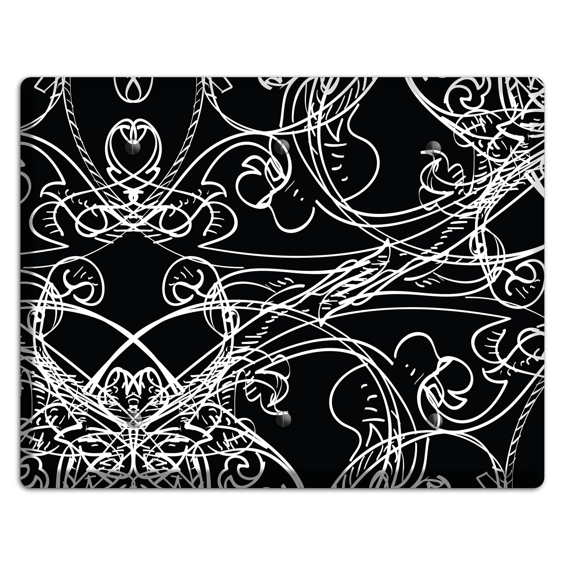 Black Deco Sketch 3 Blank Wallplate