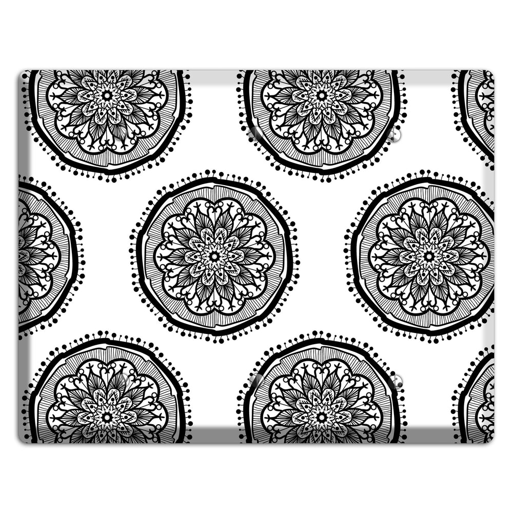 Mandala Black and White Style R Cover Plates 3 Blank Wallplate
