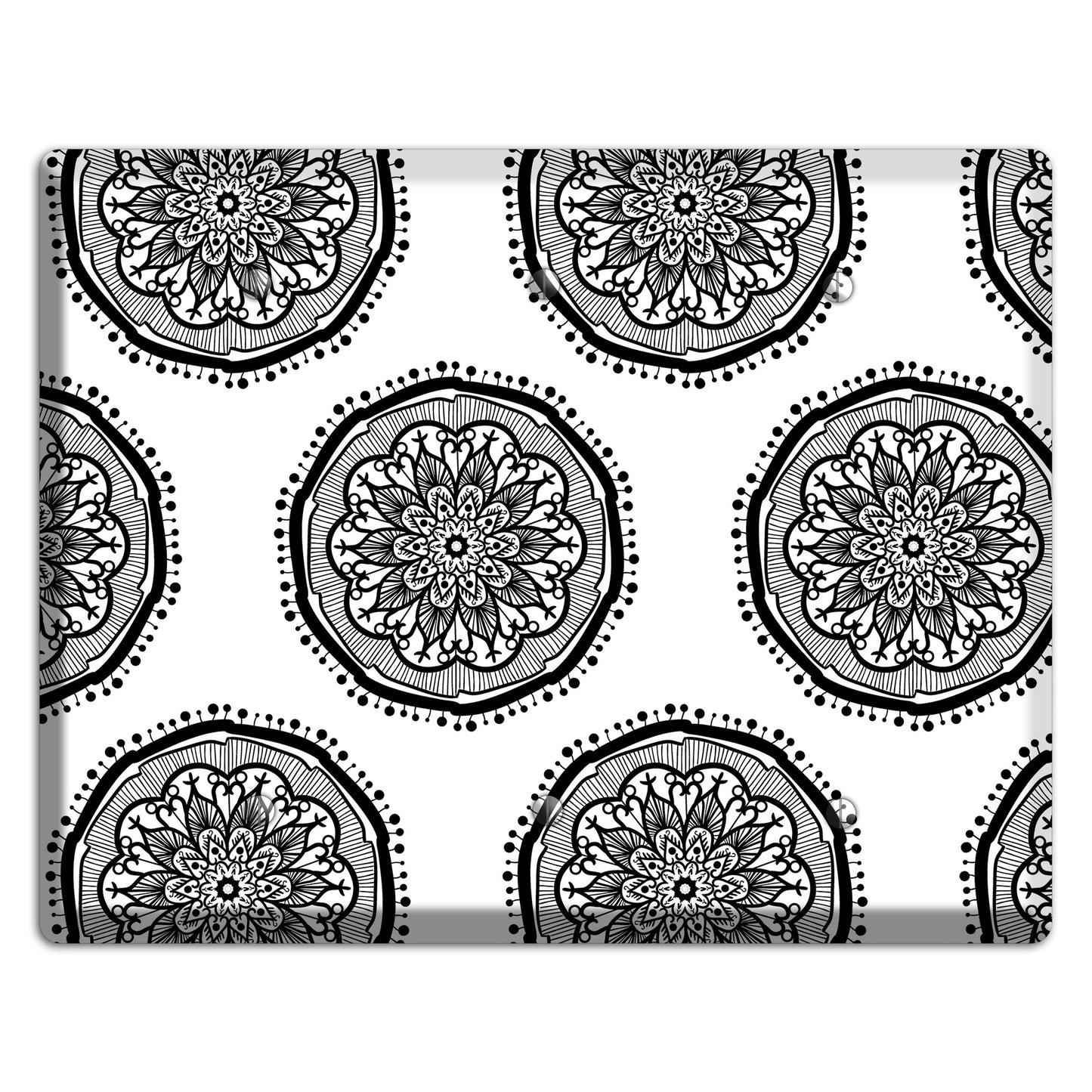 Mandala Black and White Style R Cover Plates 3 Blank Wallplate
