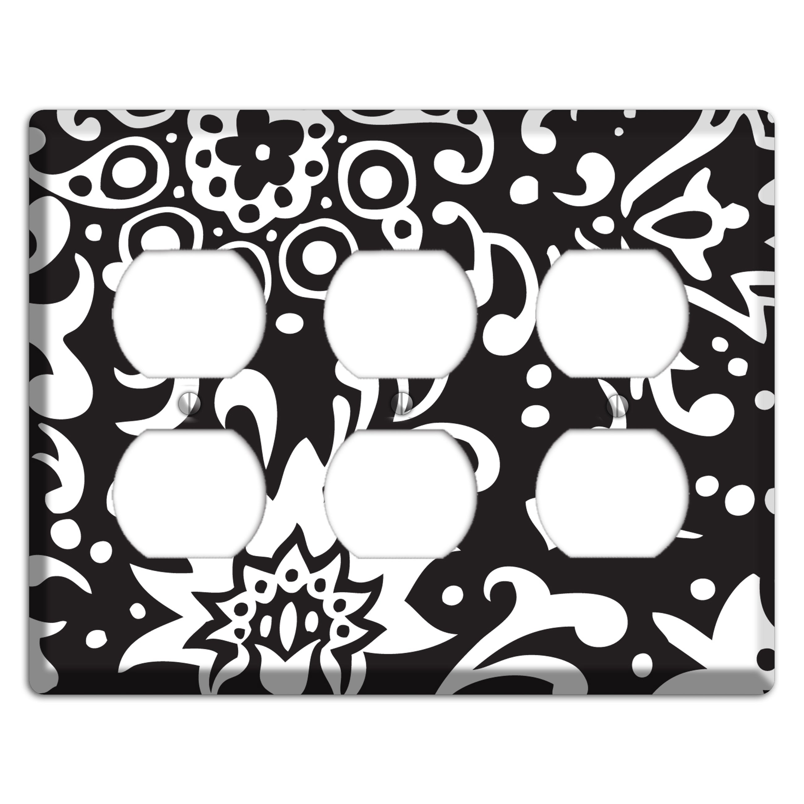 Black with White Boteh 3 Duplex Wallplate