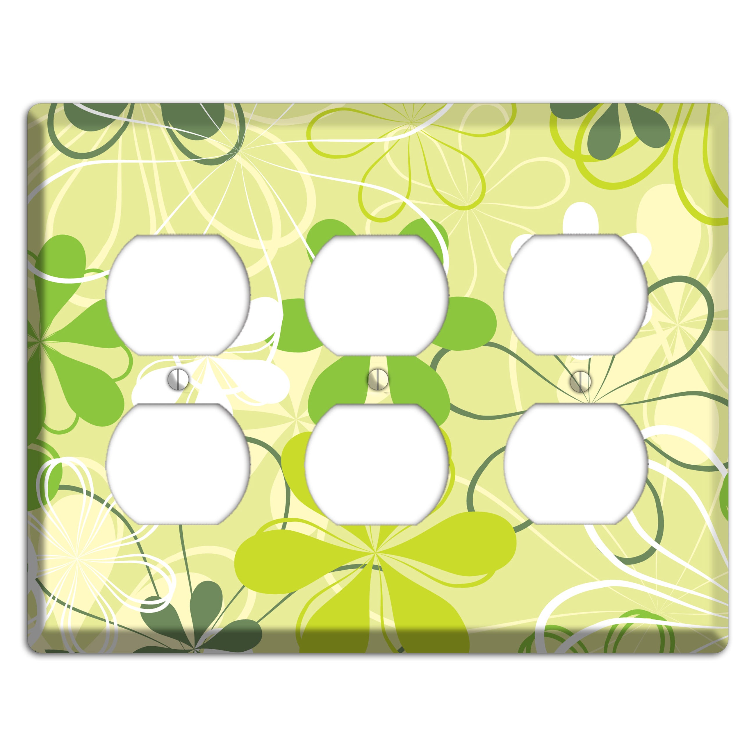 Green Retro Flowers 3 Duplex Wallplate