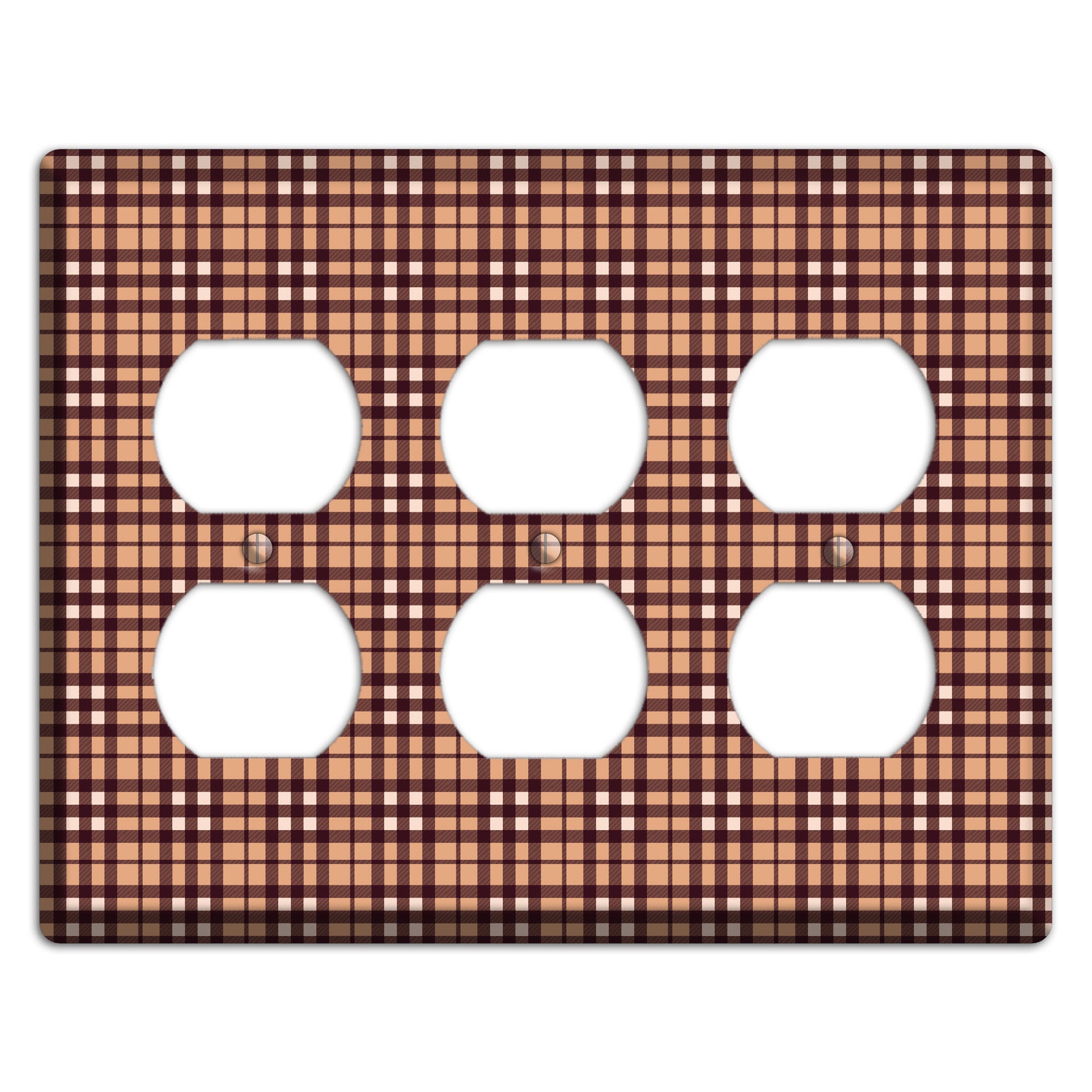 Multi Brown Plaid 3 Duplex Wallplate
