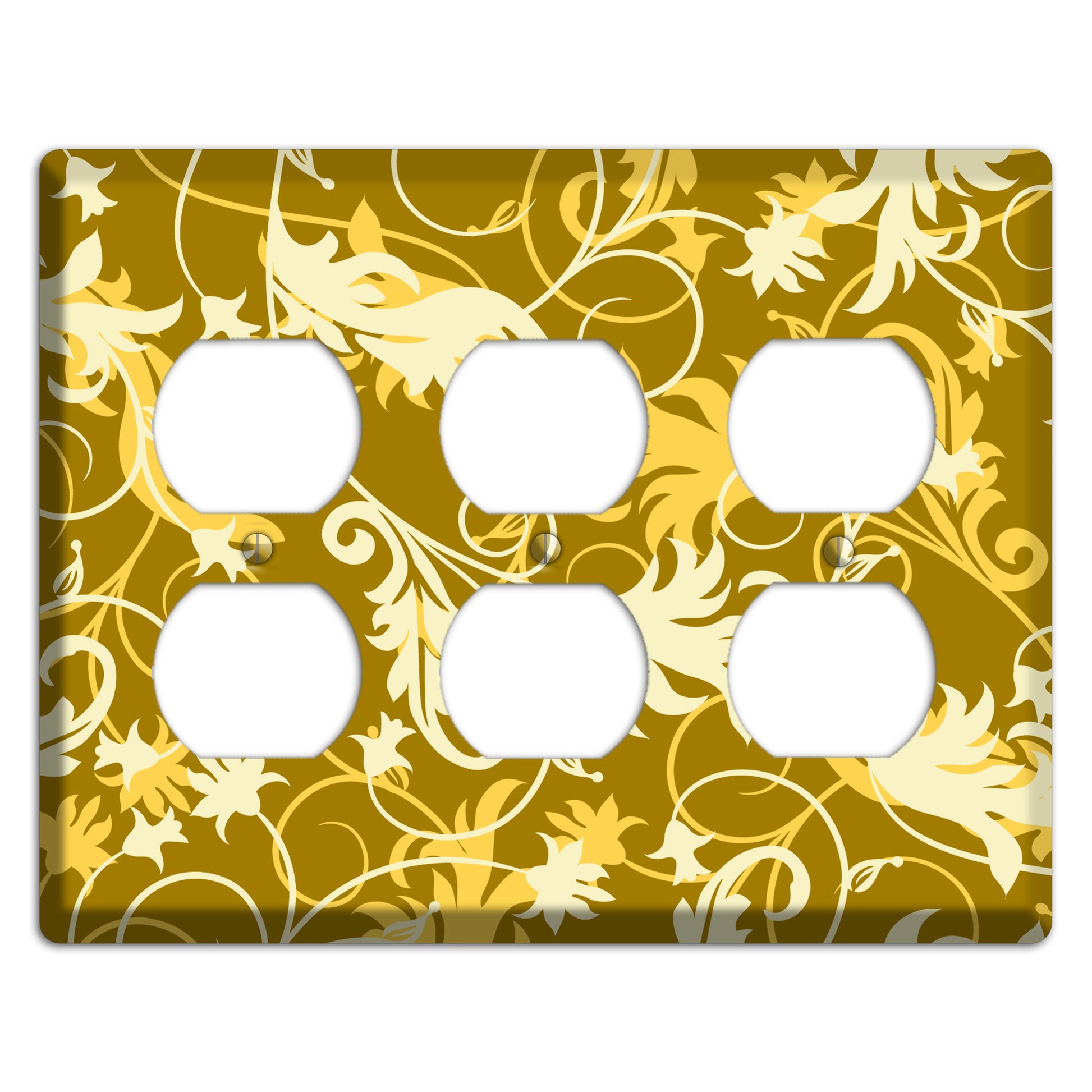 Brown and Tan Victorian Sprig 3 Duplex Wallplate