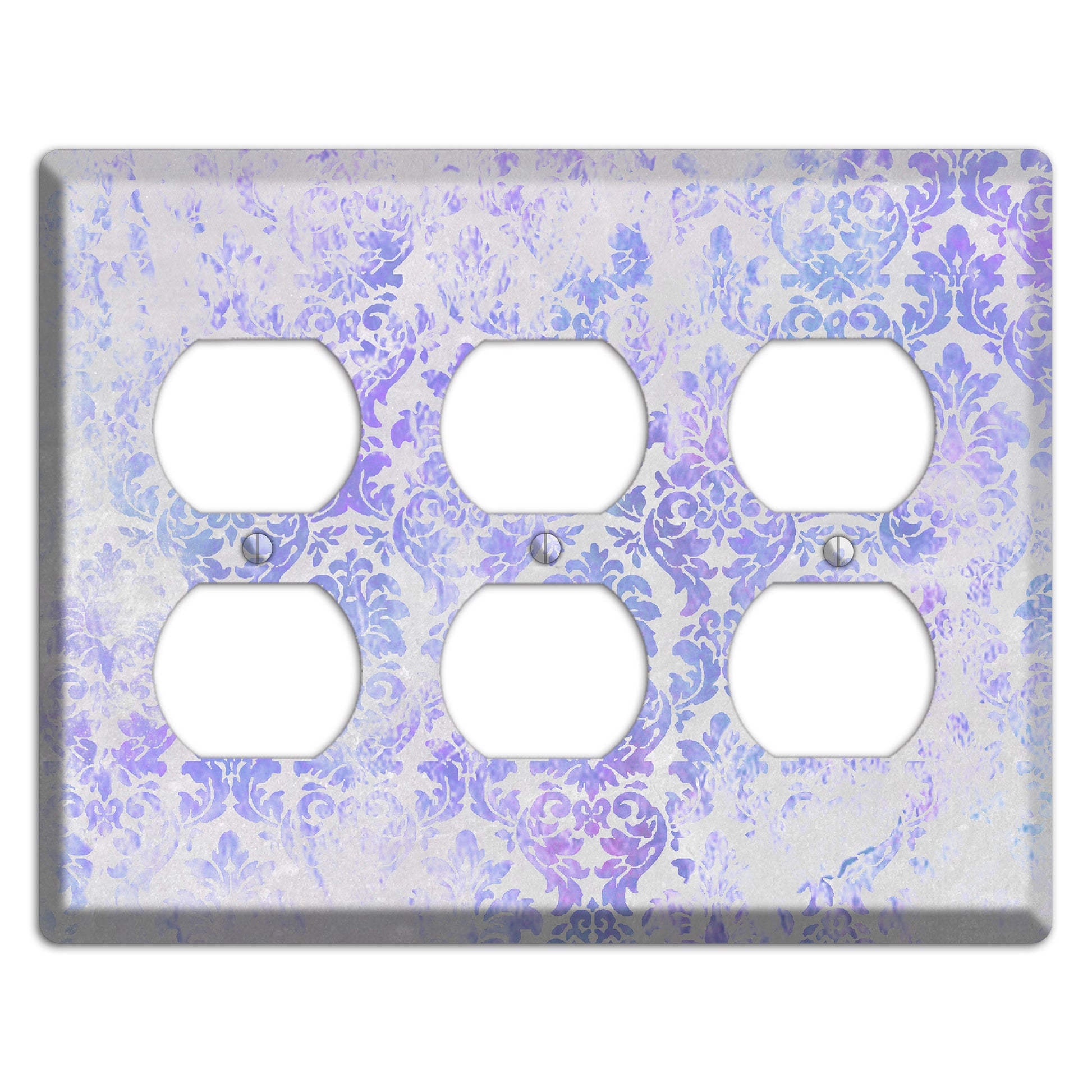 Periwinkle Gray Whimsical Damask 3 Duplex Wallplate