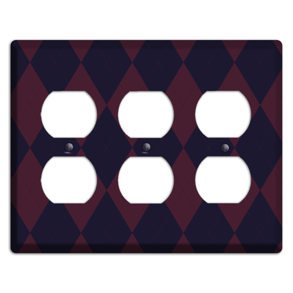 Dark Purple Argyle 3 Duplex Wallplate