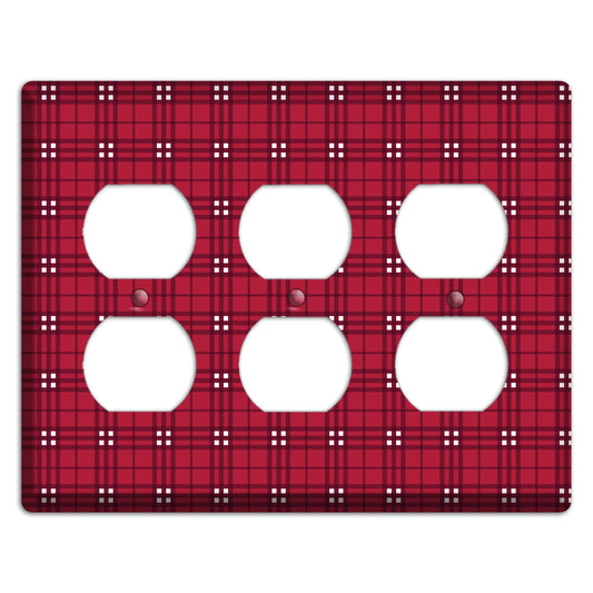 Red and White Plaid 3 Duplex Wallplate