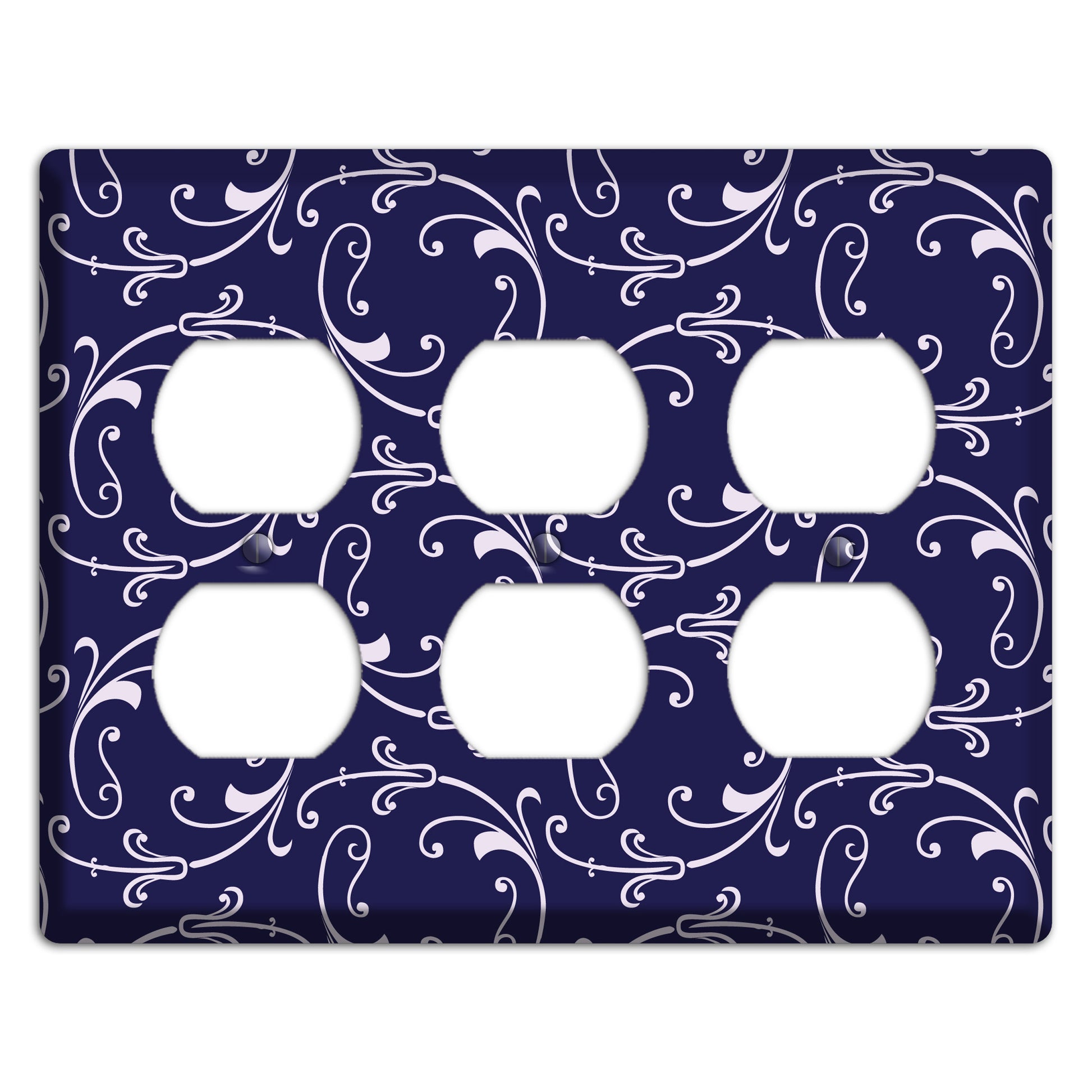 Navy Victorian Sprig 3 Duplex Wallplate