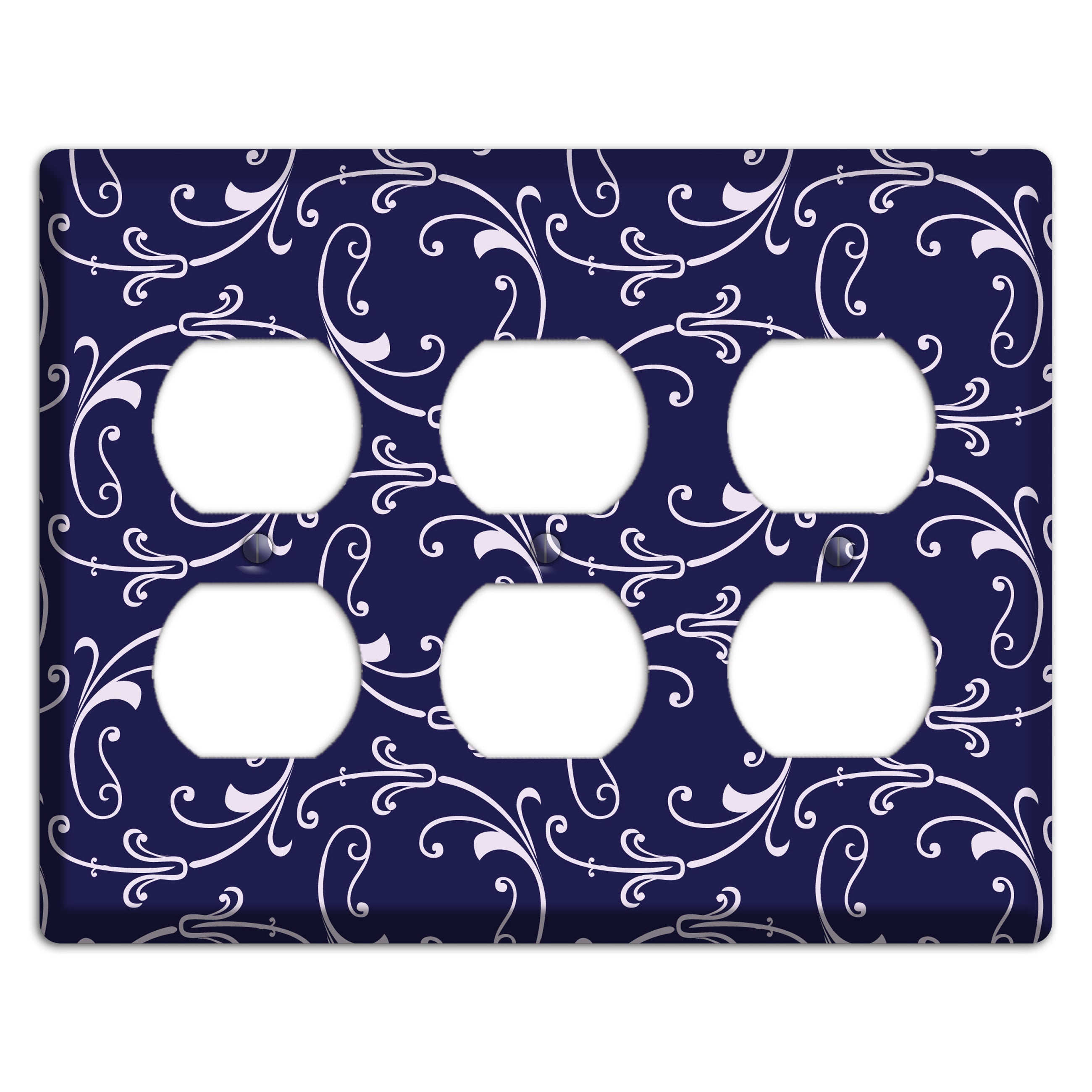 Navy Victorian Sprig 3 Duplex Wallplate