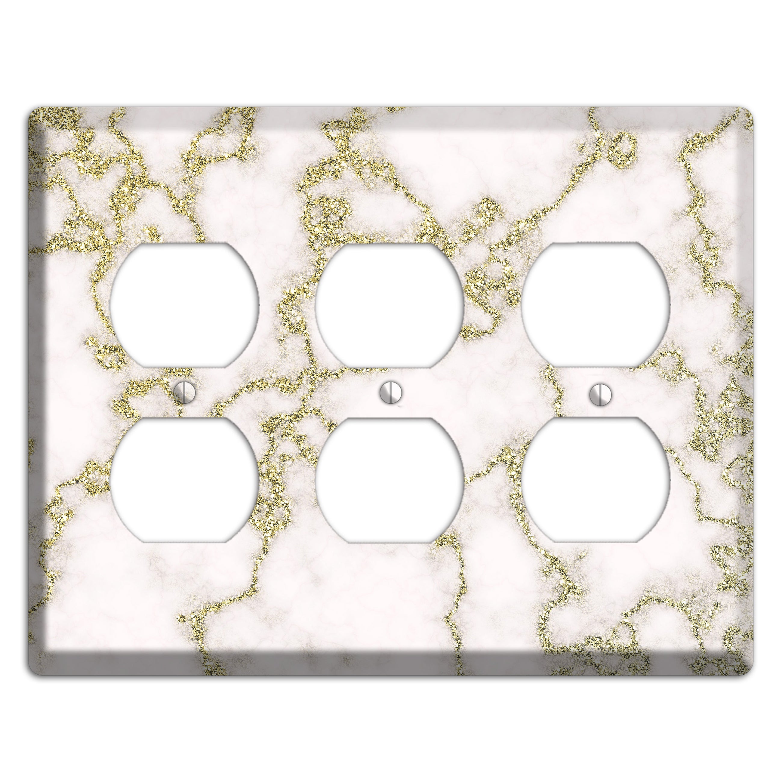 White and Gold Marble Shatter 3 Duplex Wallplate