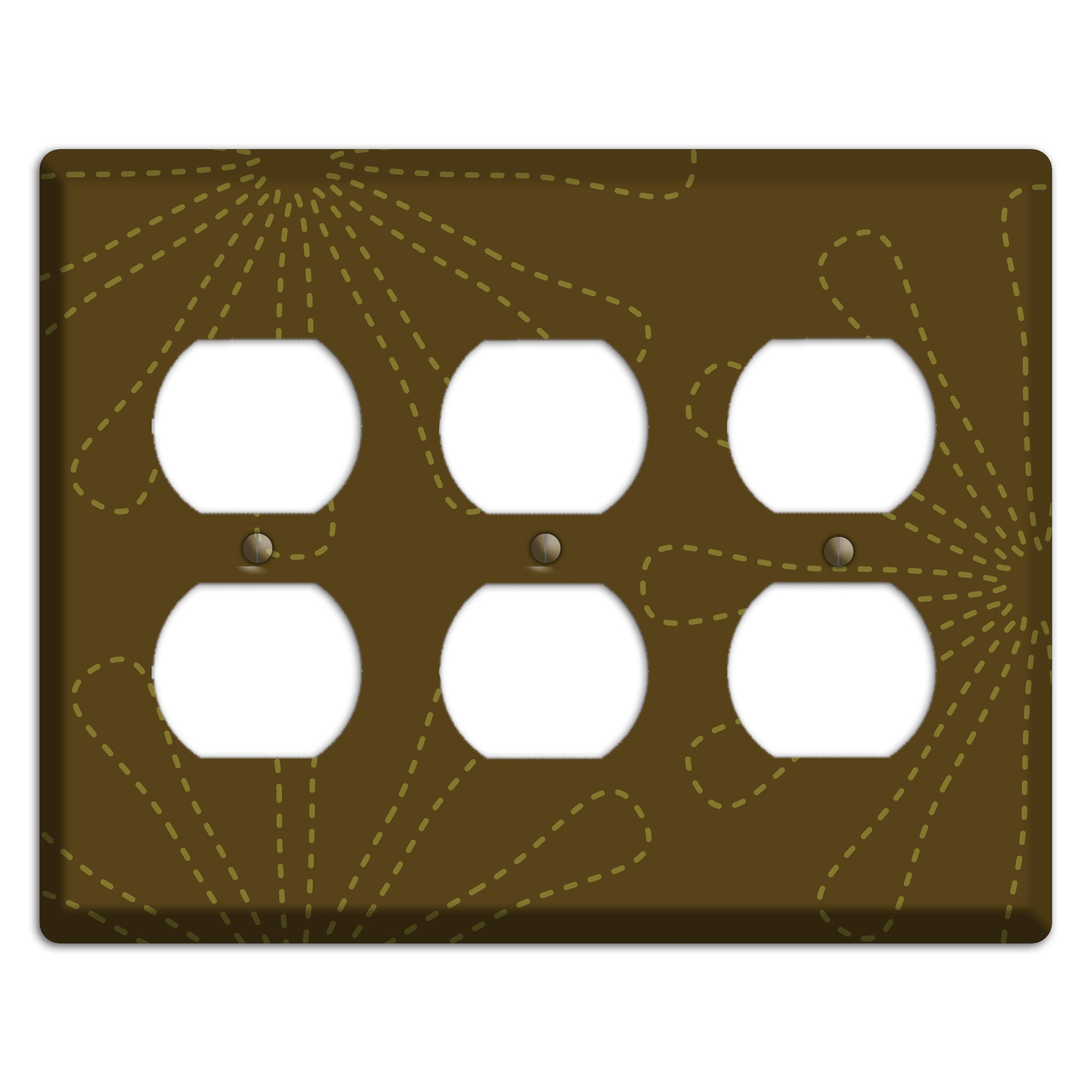 Brown Retro Stipple Floral Contour 3 Duplex Wallplate