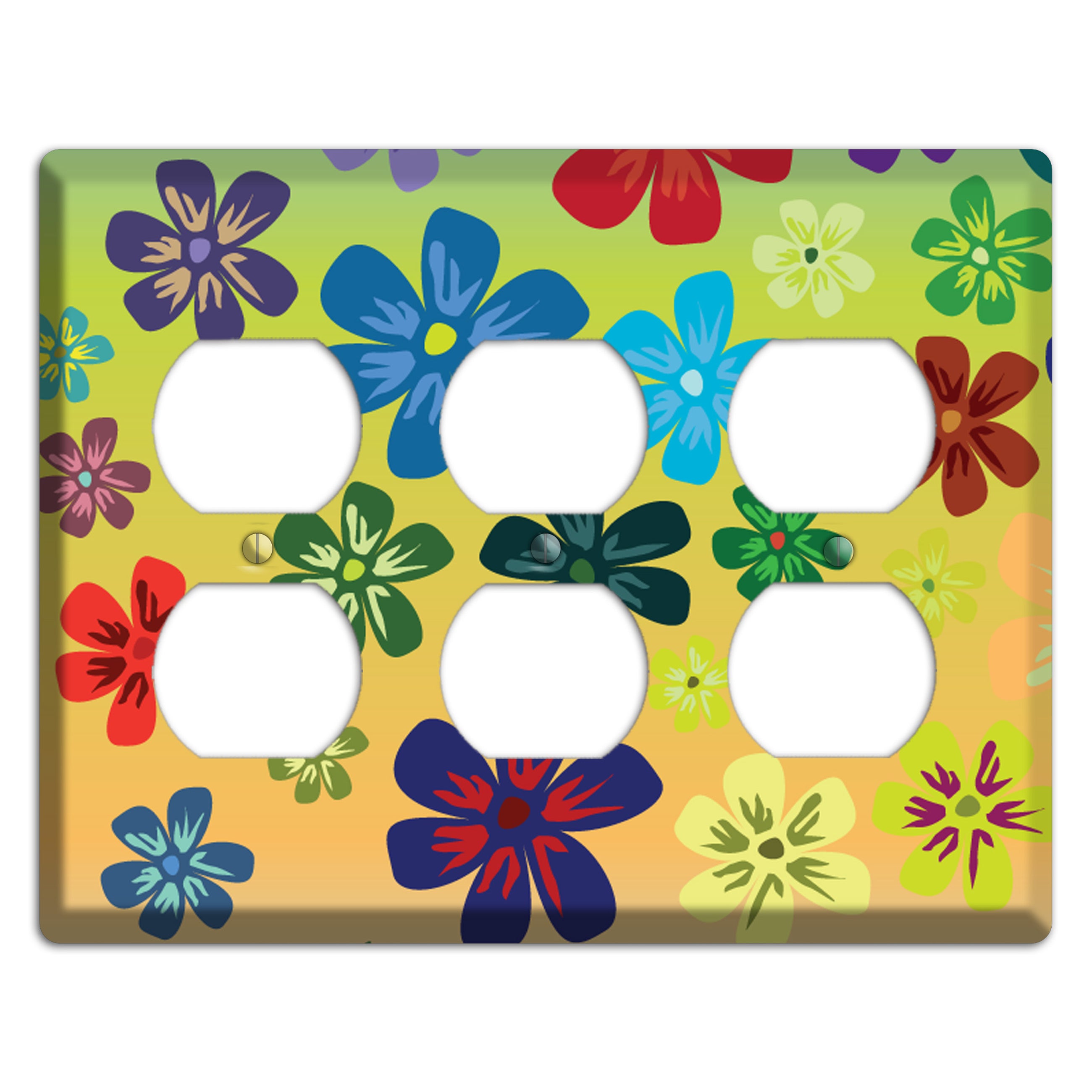 Black Flowers 3 Duplex Wallplate