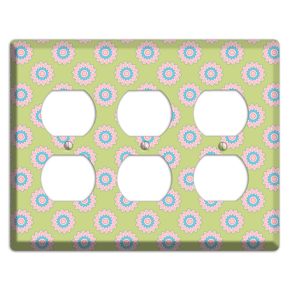 Lime with Suzani Dots 3 Duplex Wallplate