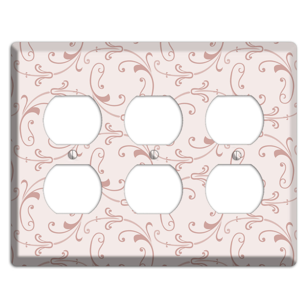 Dusty Rose Victorian Sprig 3 Duplex Wallplate