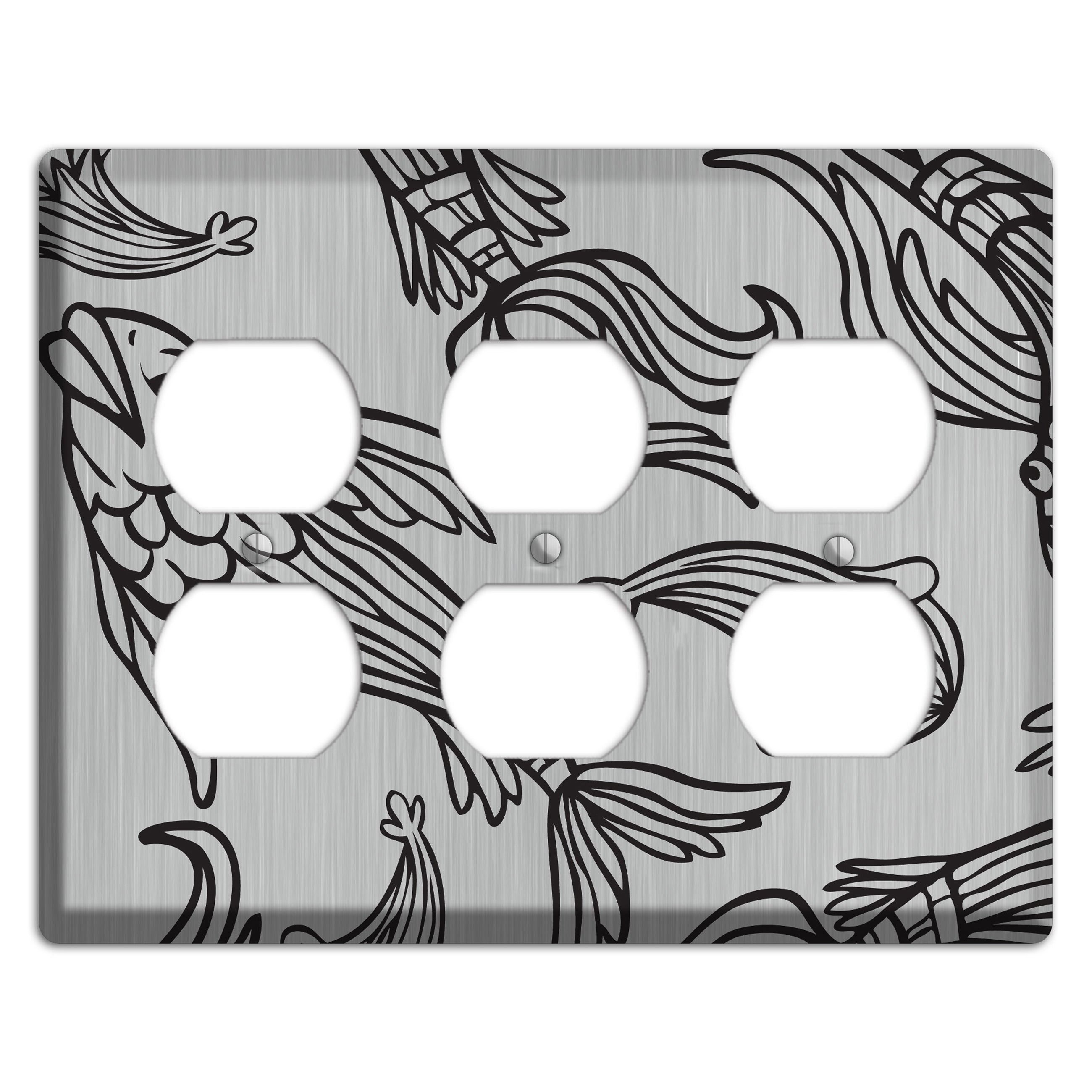Black Koi  Stainless 3 Duplex Wallplate