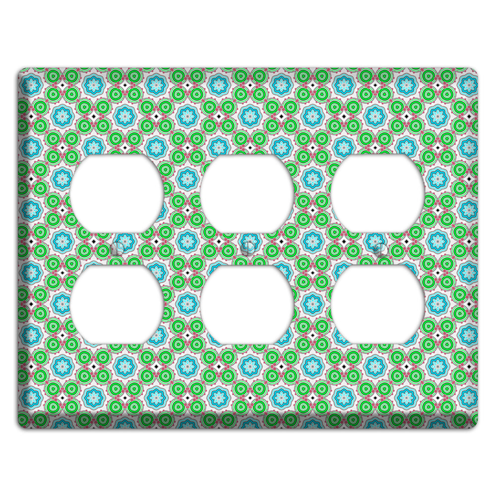 Green and Blue Foulard 3 Duplex Wallplate