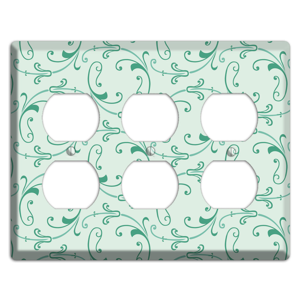 Aqua Victorian Sprig 3 Duplex Wallplate