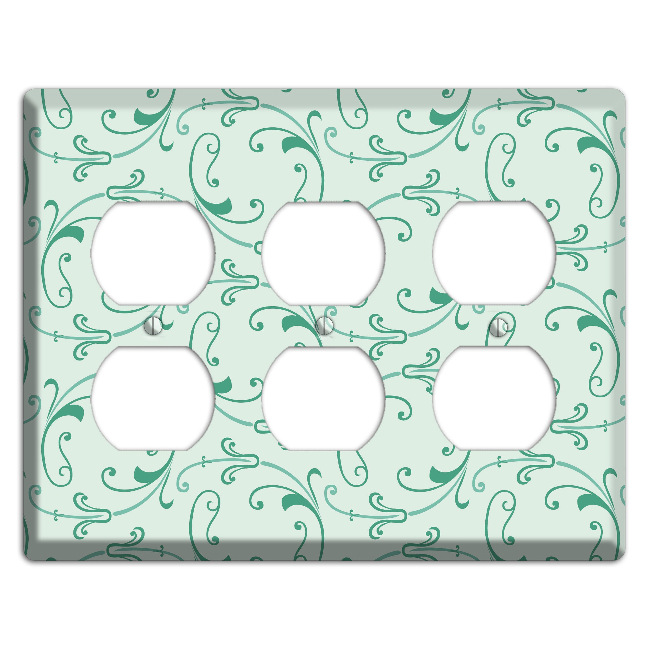Aqua Victorian Sprig 3 Duplex Wallplate