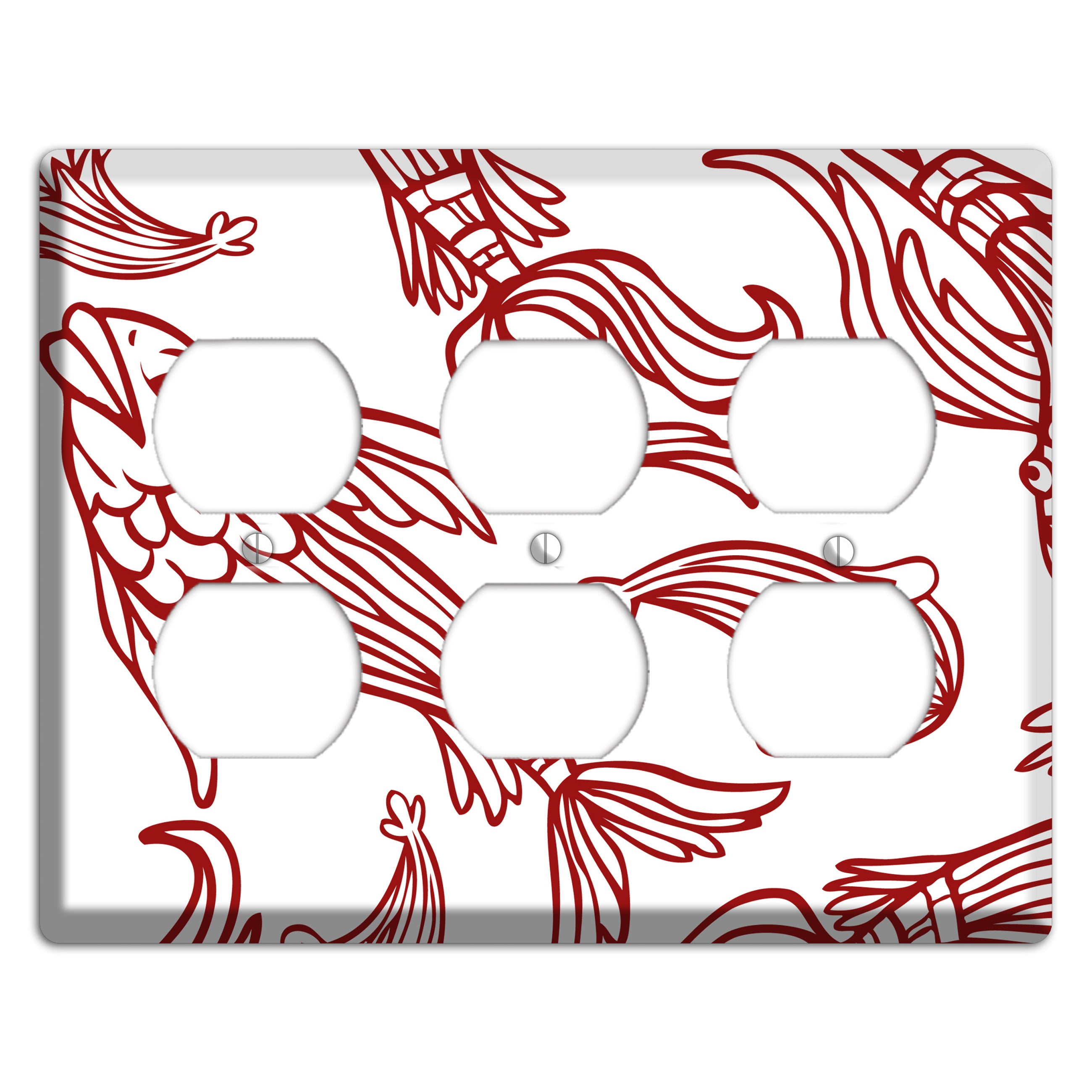 Red and White Koi 3 Duplex Wallplate