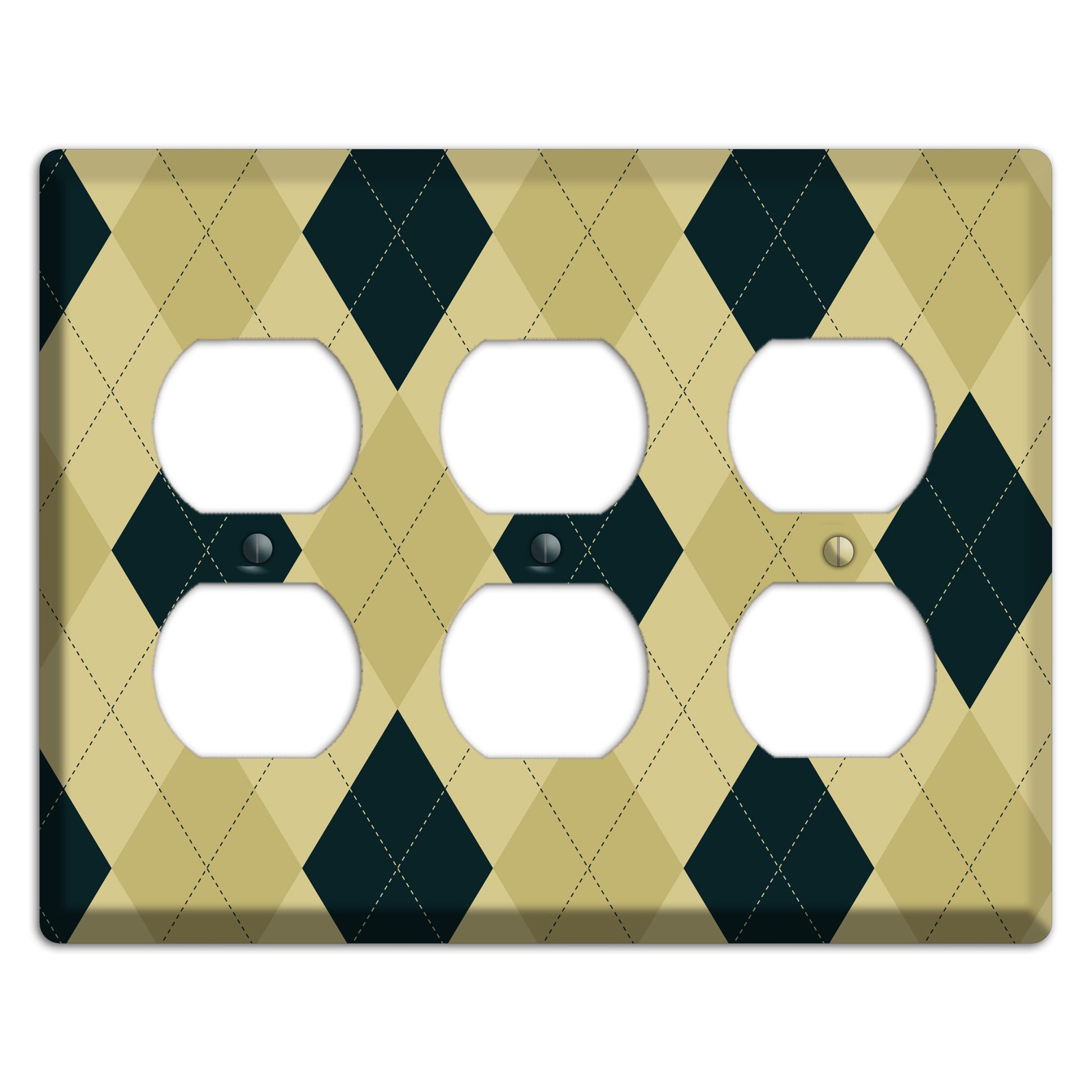 Beige and Yellow Argyle 3 Duplex Wallplate