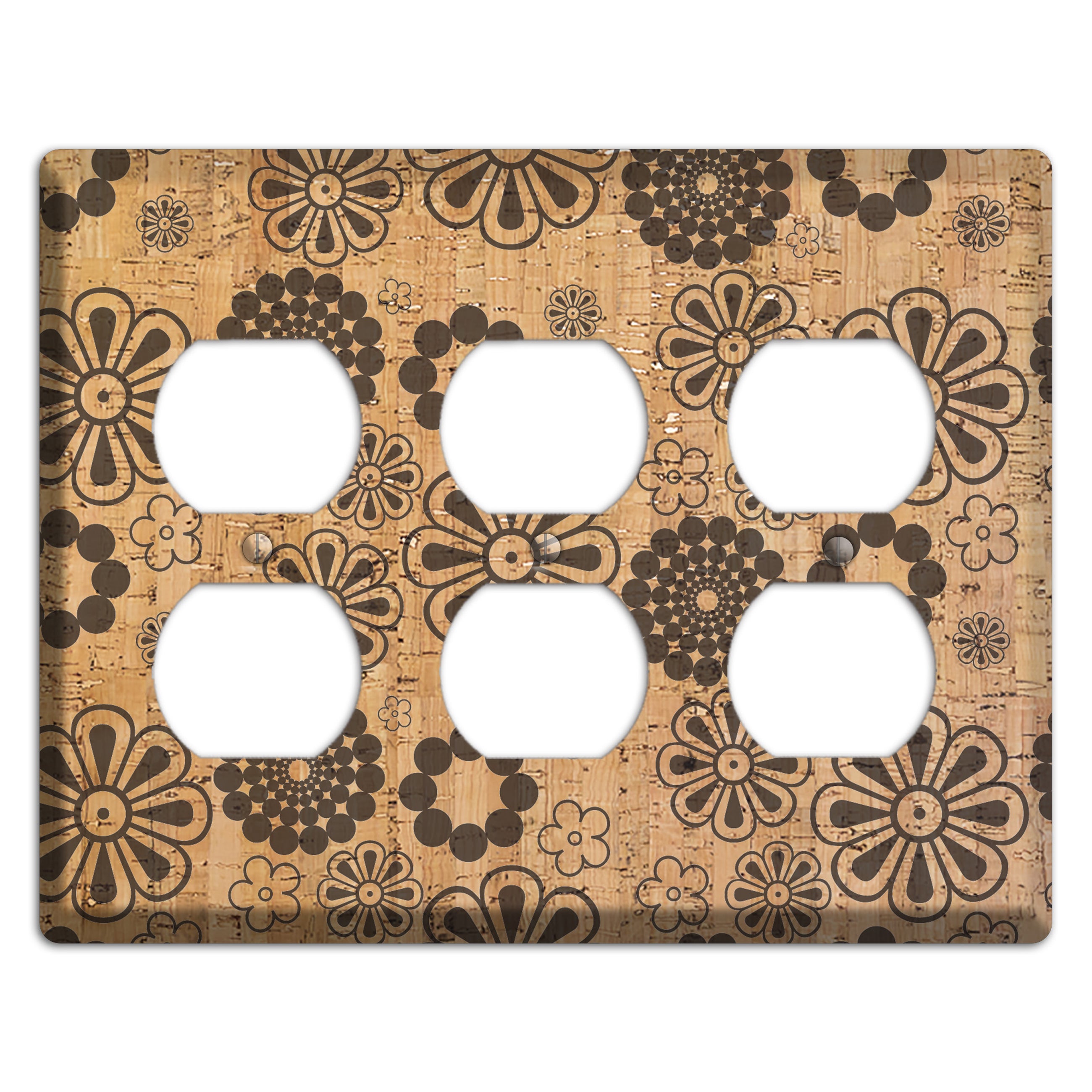 Retro Floral Cork 3 Duplex Wallplate