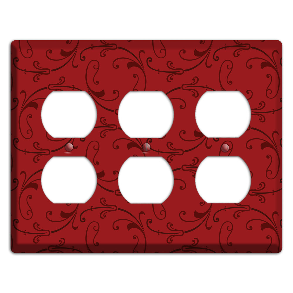 Red Victorian Sprig 3 Duplex Wallplate