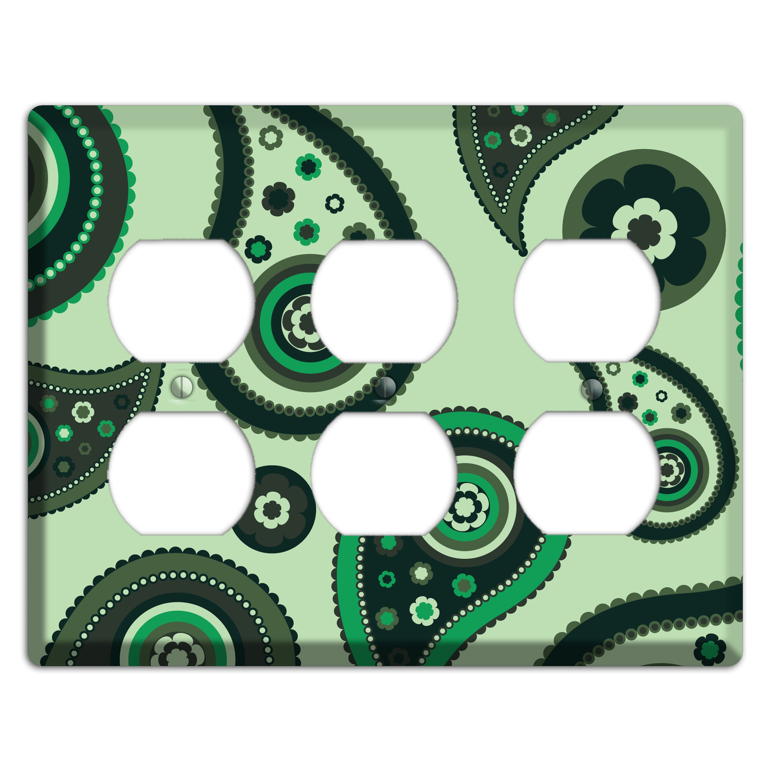 Green Paisley 3 Duplex Wallplate