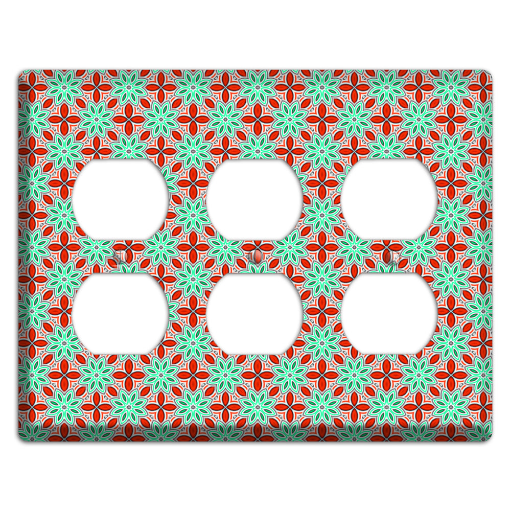 Green and Red Foulard 3 Duplex Wallplate