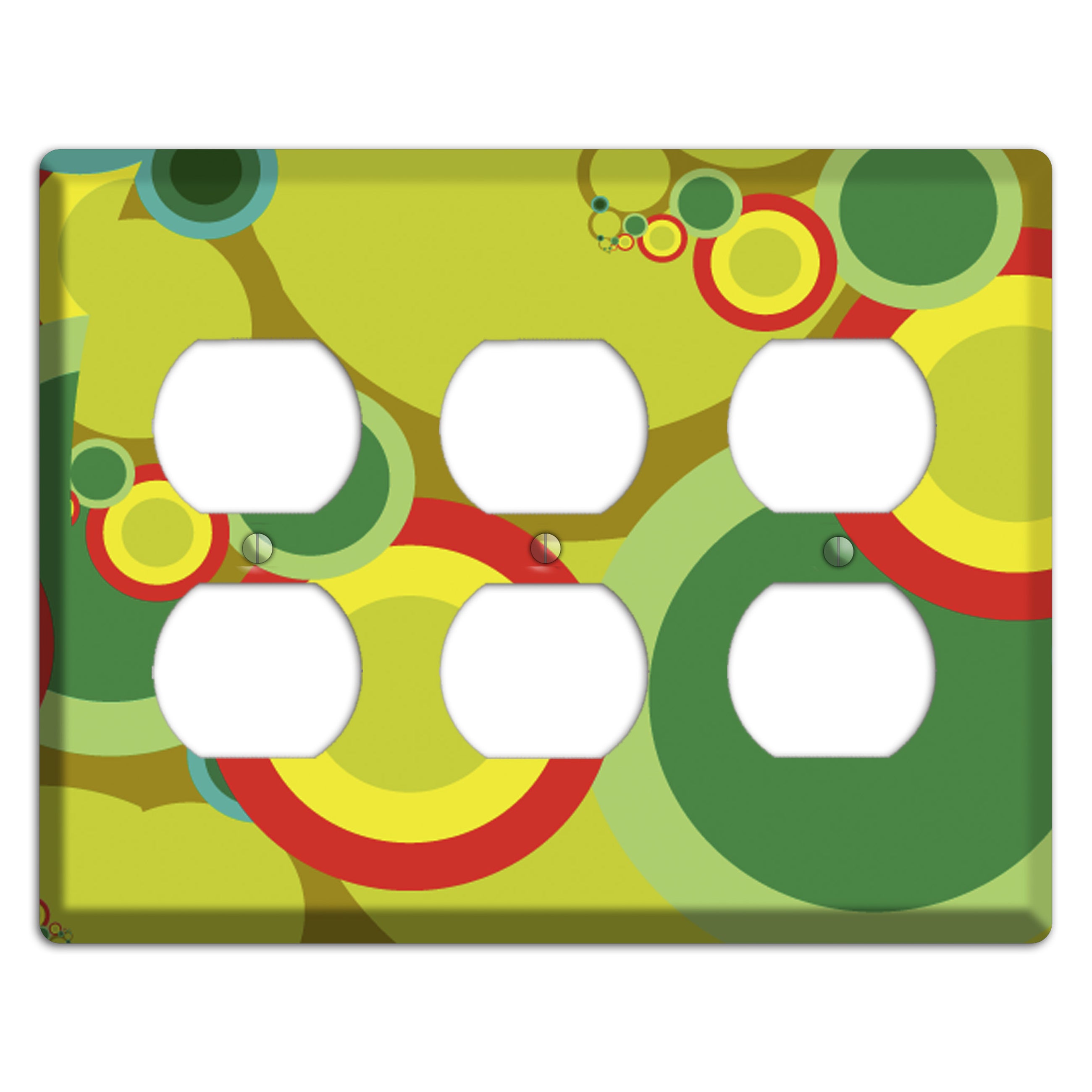 Green and Yellow Abstract Circles 3 Duplex Wallplate