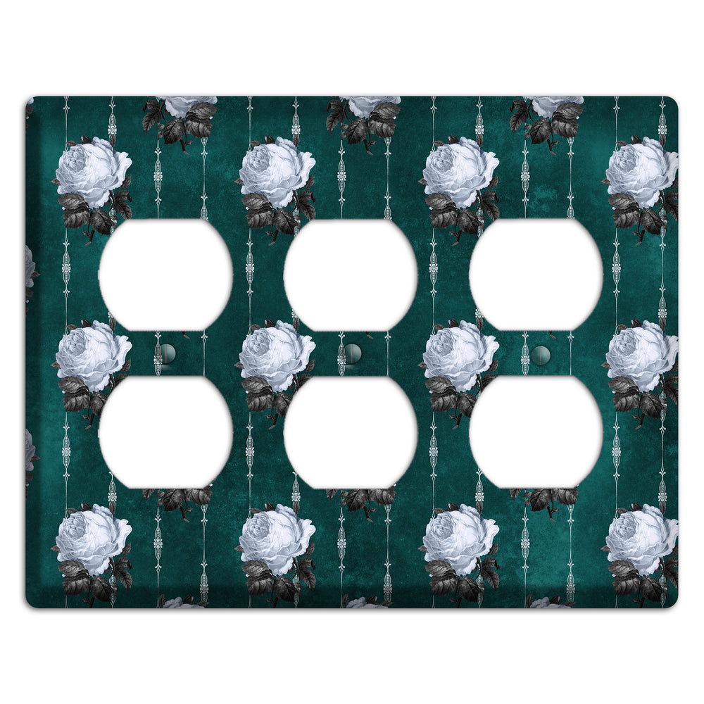 Dramatic Floral Teal 3 Duplex Wallplate
