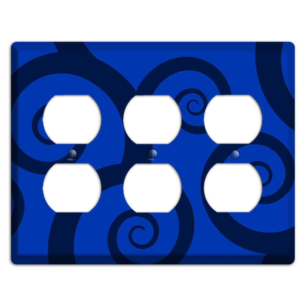 Blue Large Swirl 3 Duplex Wallplate