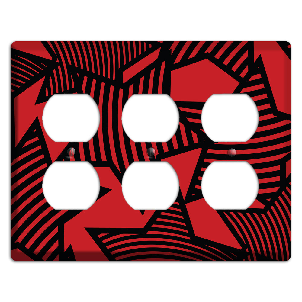 Red with Large Black Stars 3 Duplex Wallplate