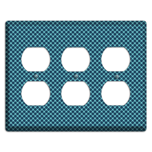 Turquoise with Blue Packed Polka Dots 3 Duplex Wallplate