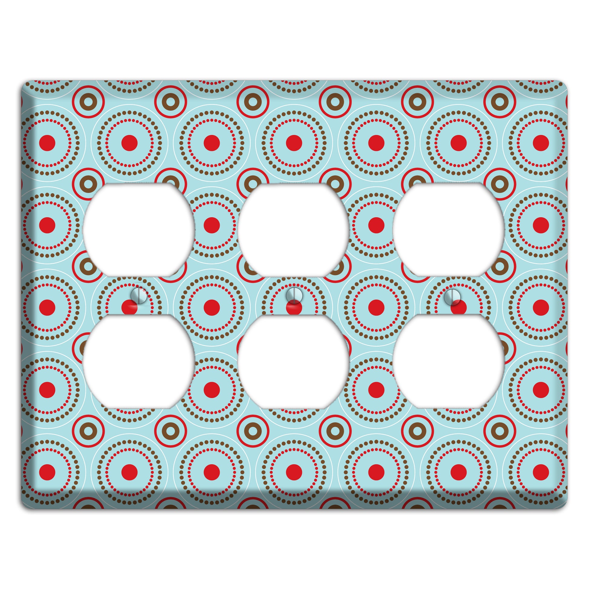 Dusty Blue with Red and Brown Retro Suzani 3 Duplex Wallplate