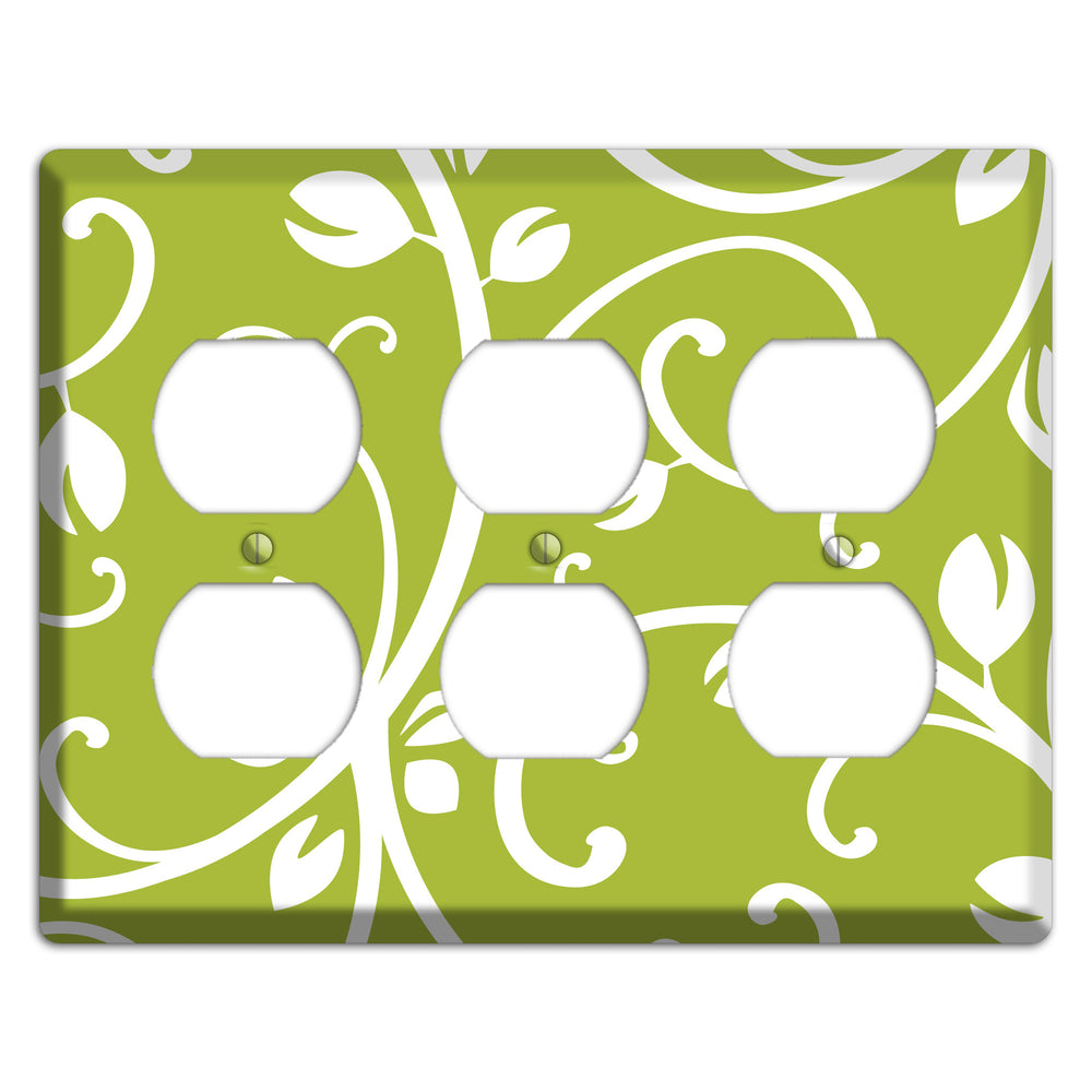 Green Bud Sprig 3 Duplex Wallplate