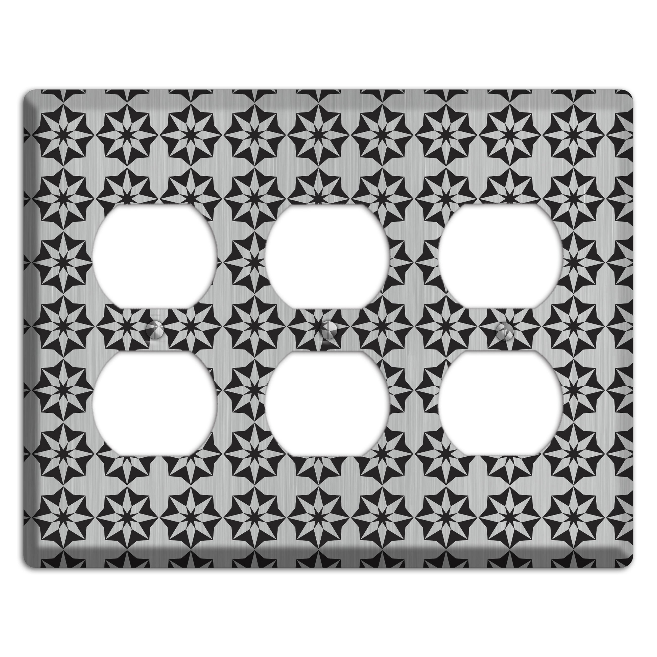 Stainless with Black Foulard 3 Duplex Wallplate