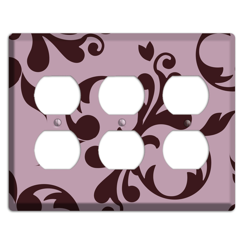 Dusty Rose and Burgundy Toile 3 Duplex Wallplate
