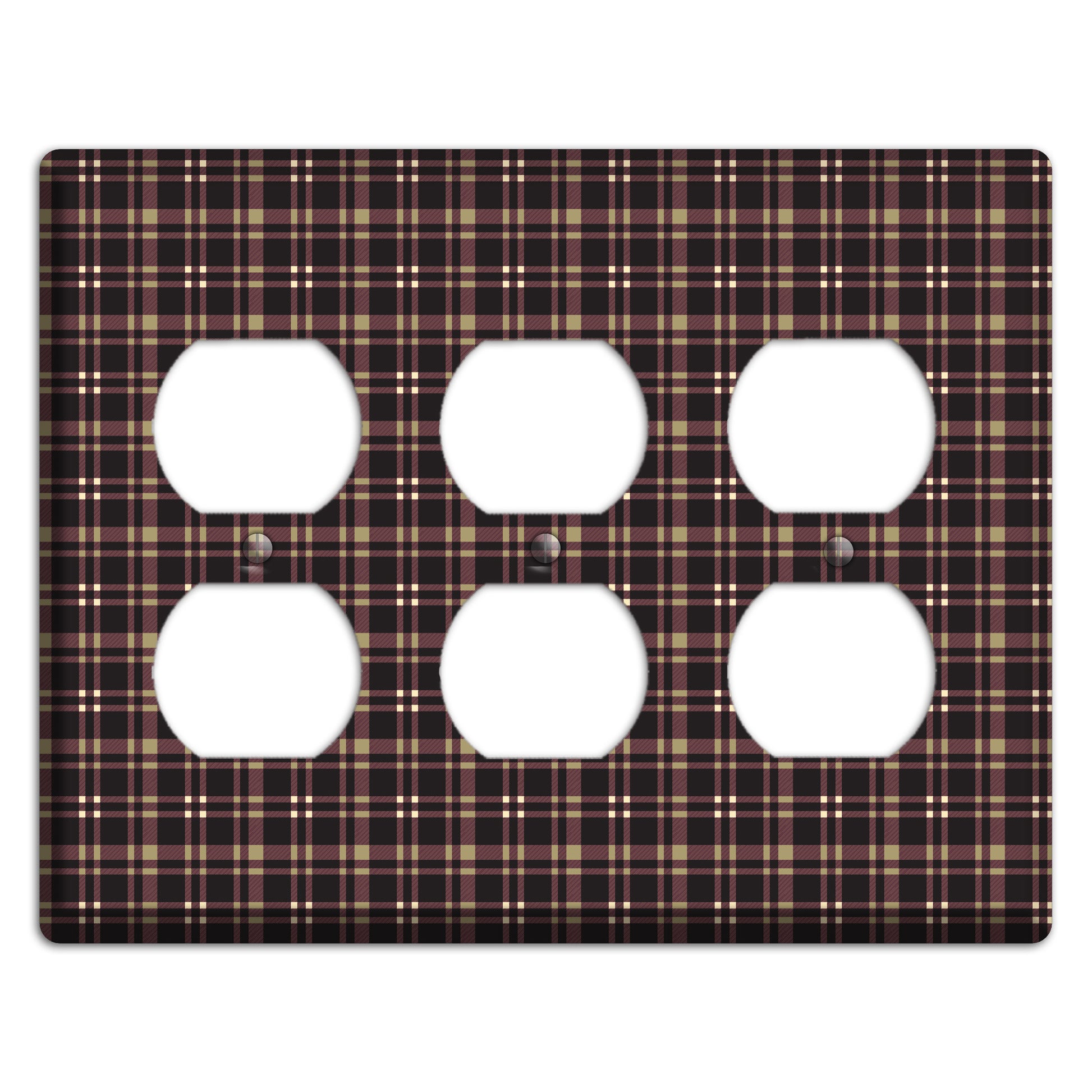 Dark Brown Plaid 3 Duplex Wallplate