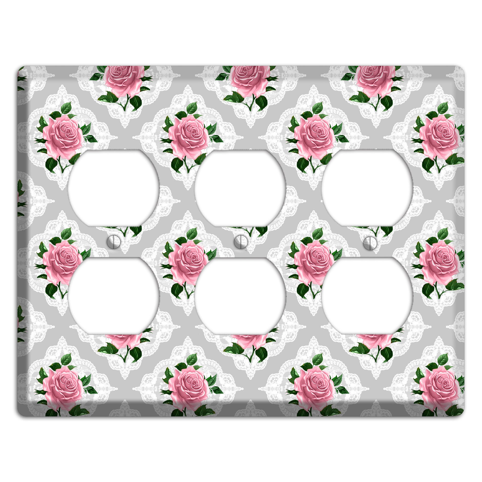 Gray Rose Doily 3 Duplex Wallplate