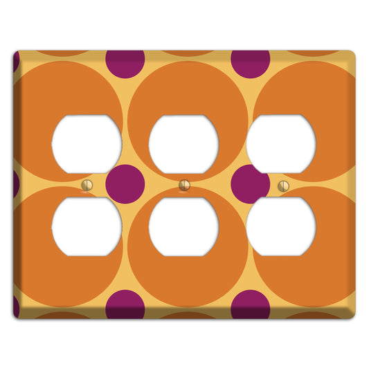 Orange with Umber and Plum Multi Tiled Large Dots 3 Duplex Wallplate