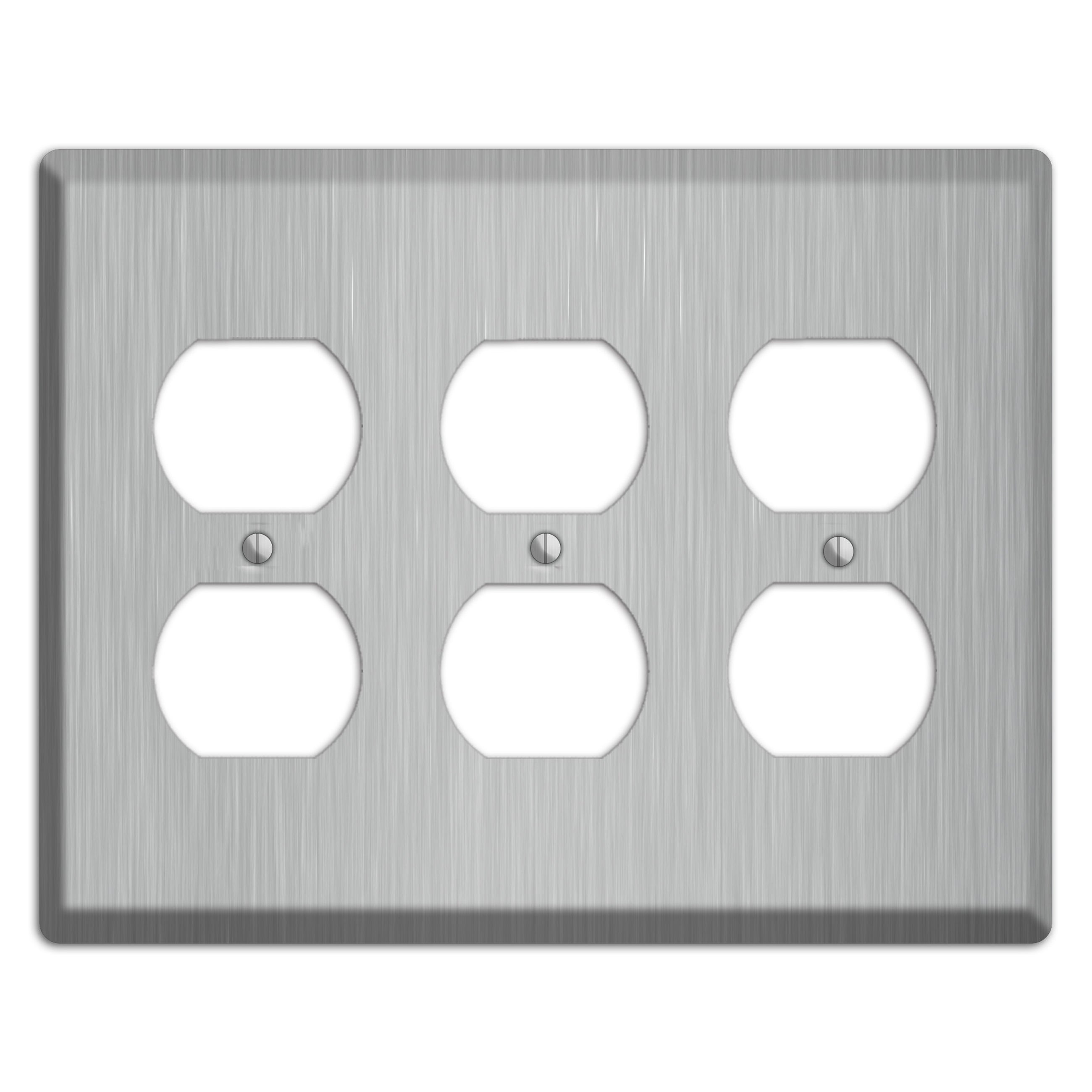 Brushed Stainless Steel 3 Duplex Wallplate