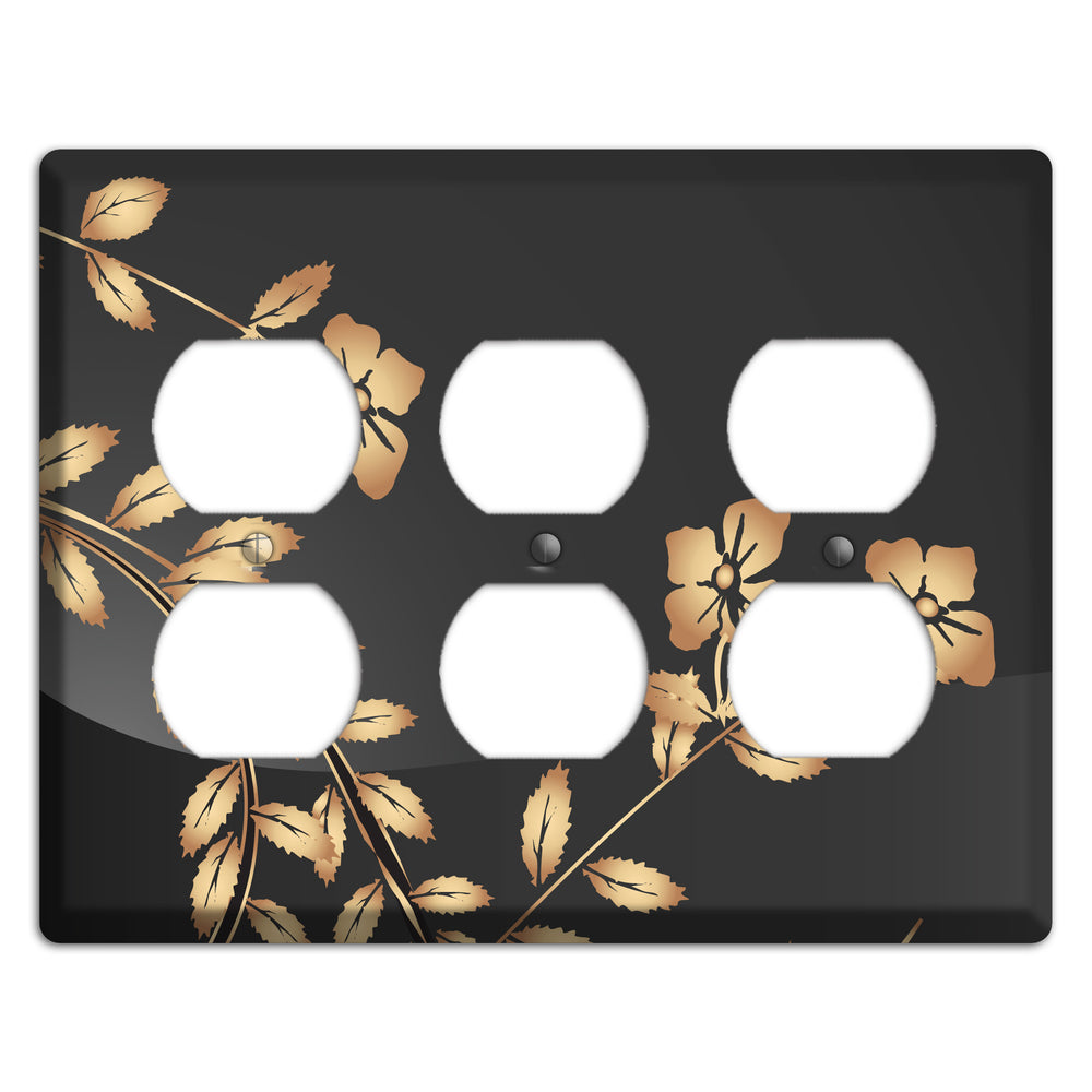 Black Sprig 3 Duplex Wallplate