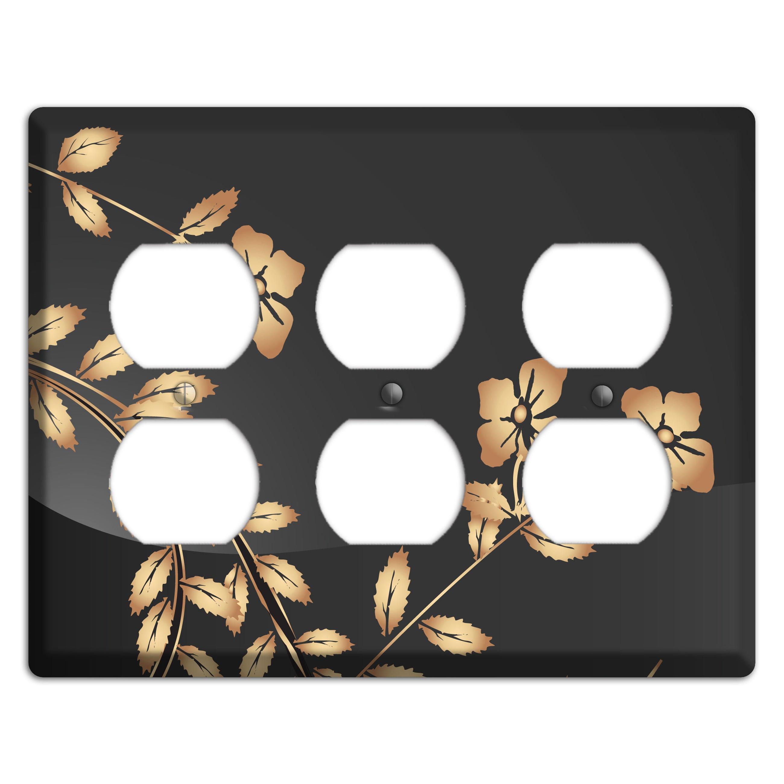 Black Sprig 3 Duplex Wallplate