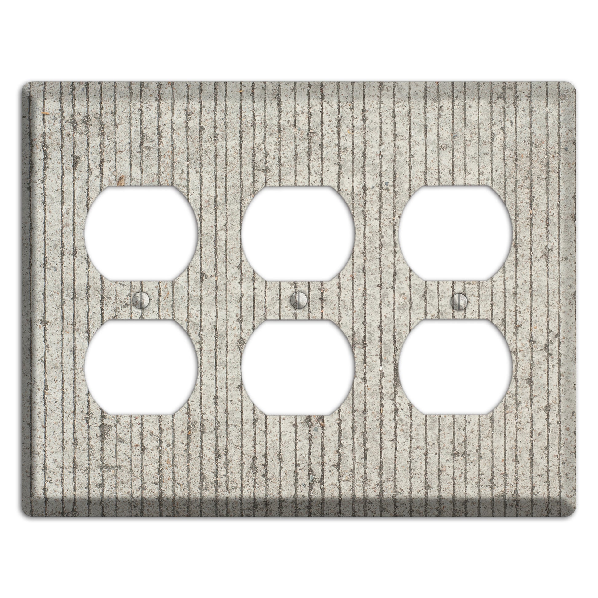 Vertical Concrete 3 Duplex Wallplate