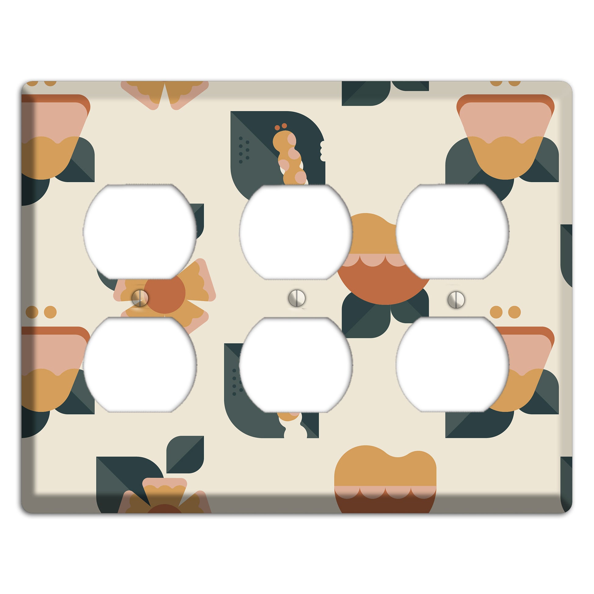 Retro Floral Caterpillar 3 Duplex Wallplate