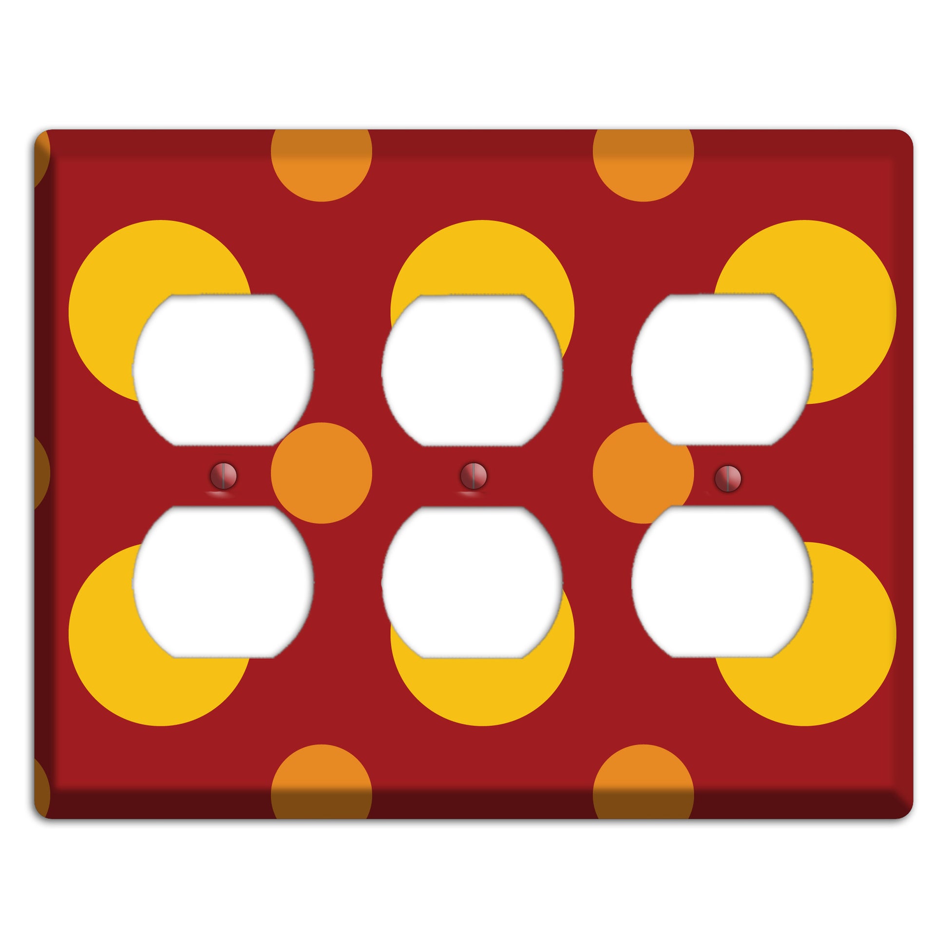 Red with Multi Orange Multi Medium Polka Dots 3 Duplex Wallplate