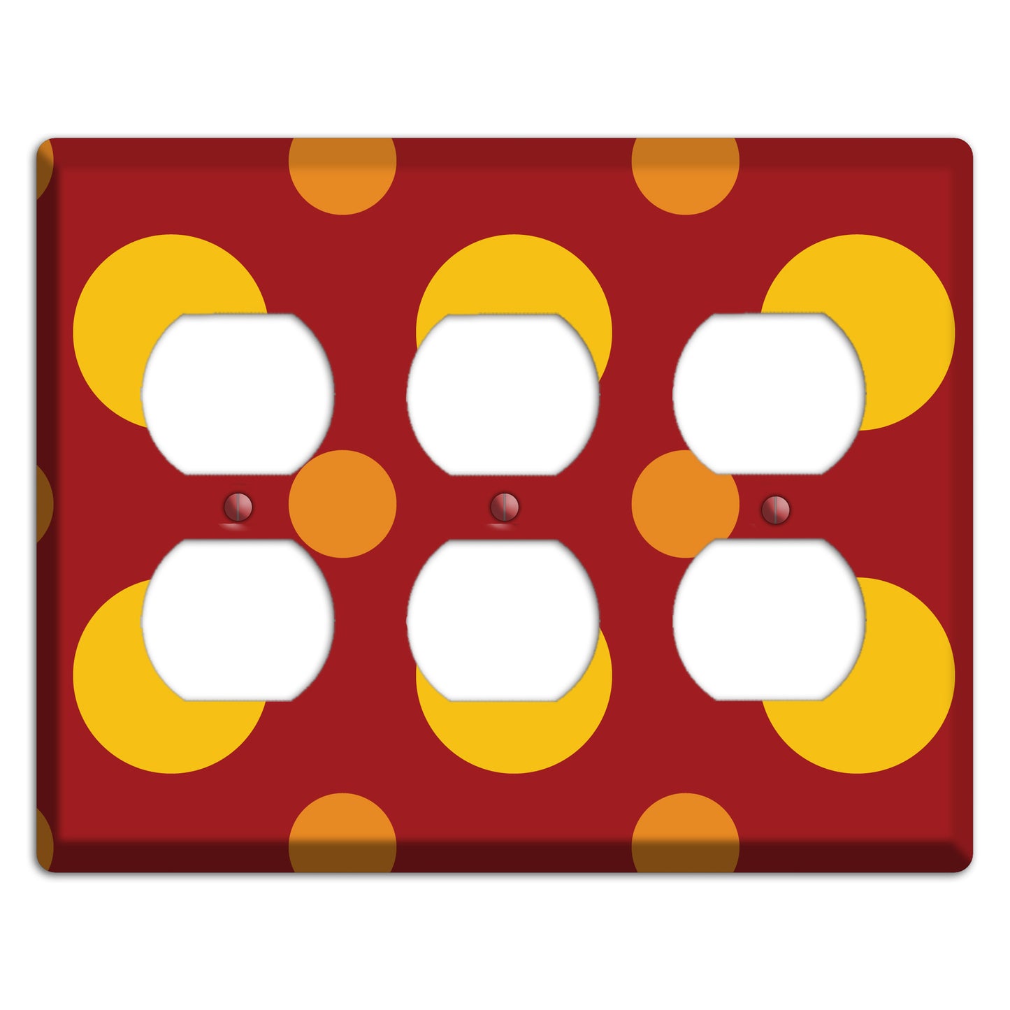 Red with Multi Orange Multi Medium Polka Dots 3 Duplex Wallplate