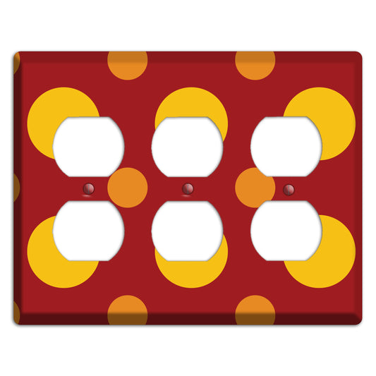 Red with Multi Orange Multi Medium Polka Dots 3 Duplex Wallplate