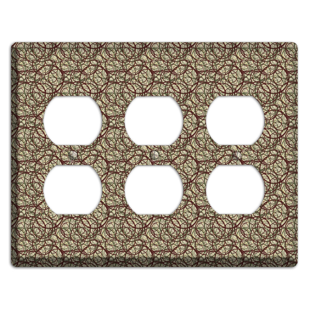 Brown and Burgundy Circles 3 Duplex Wallplate
